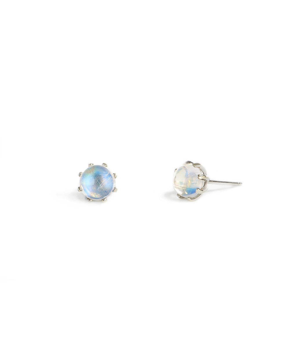 6mm Cabochon Moonstone Stud Earrings