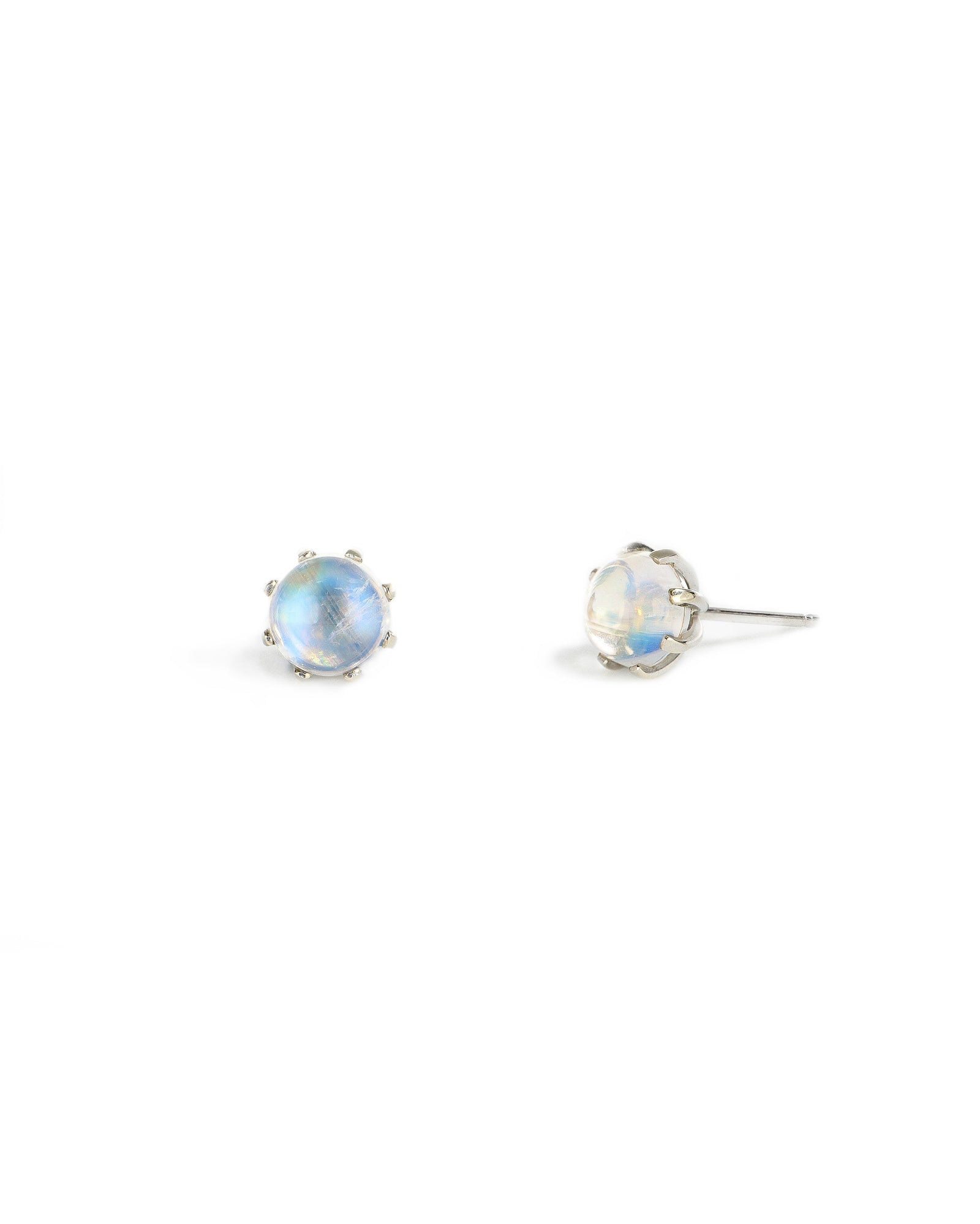 6mm Cabochon Moonstone Stud Earrings