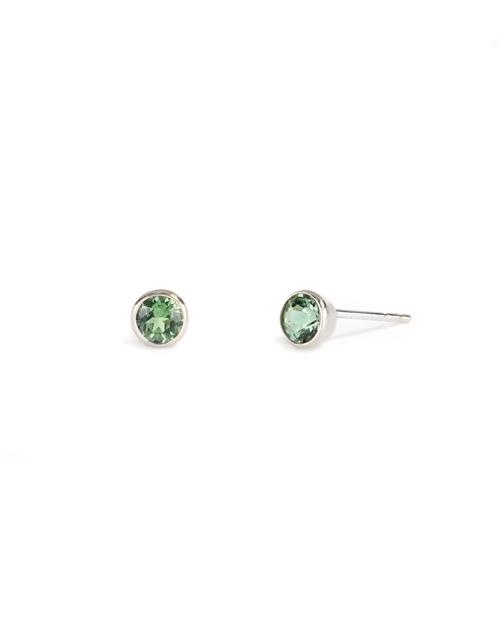 Green Tourmaline Bezel Studs