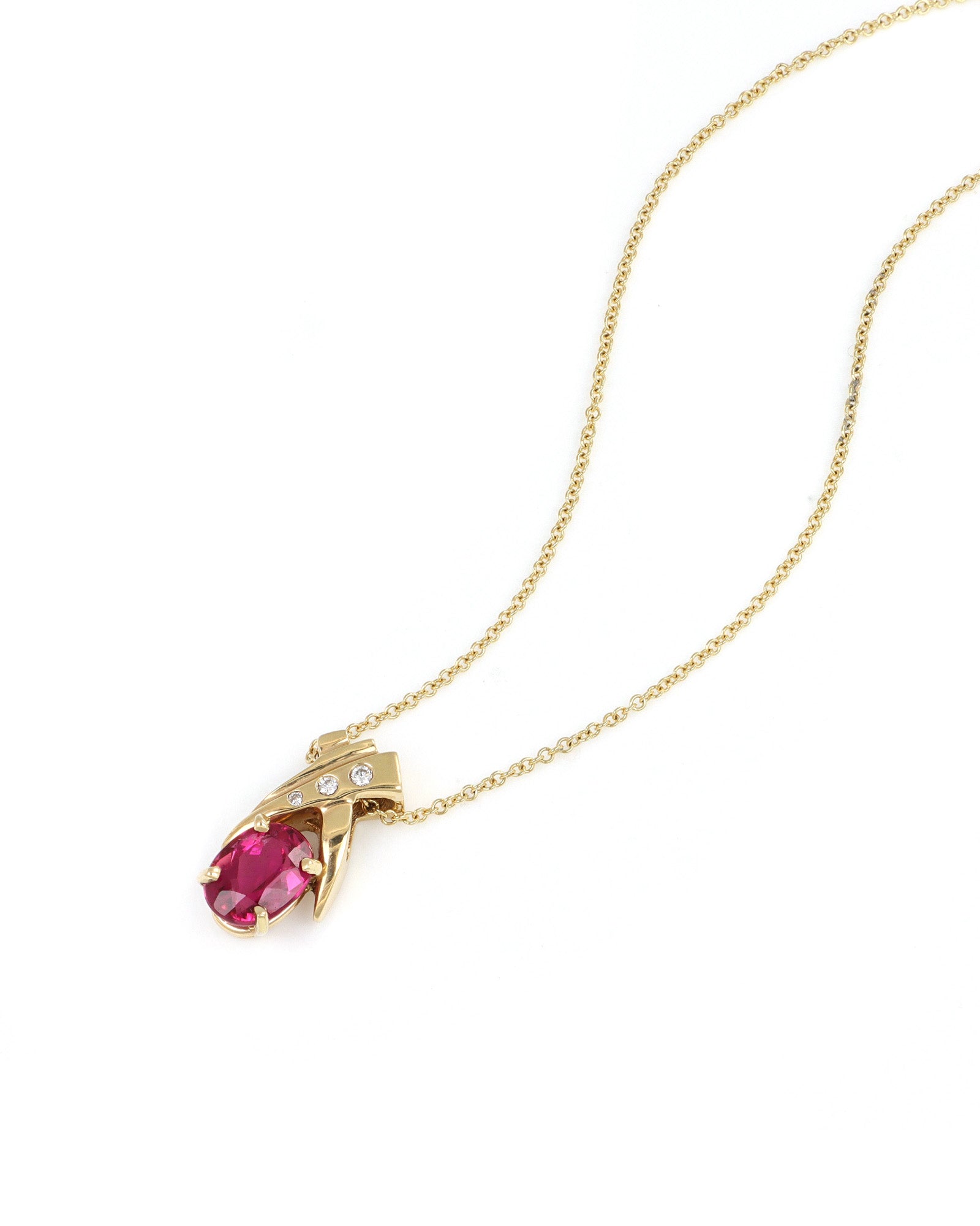 Pink Tourmaline and Diamonds Pendant