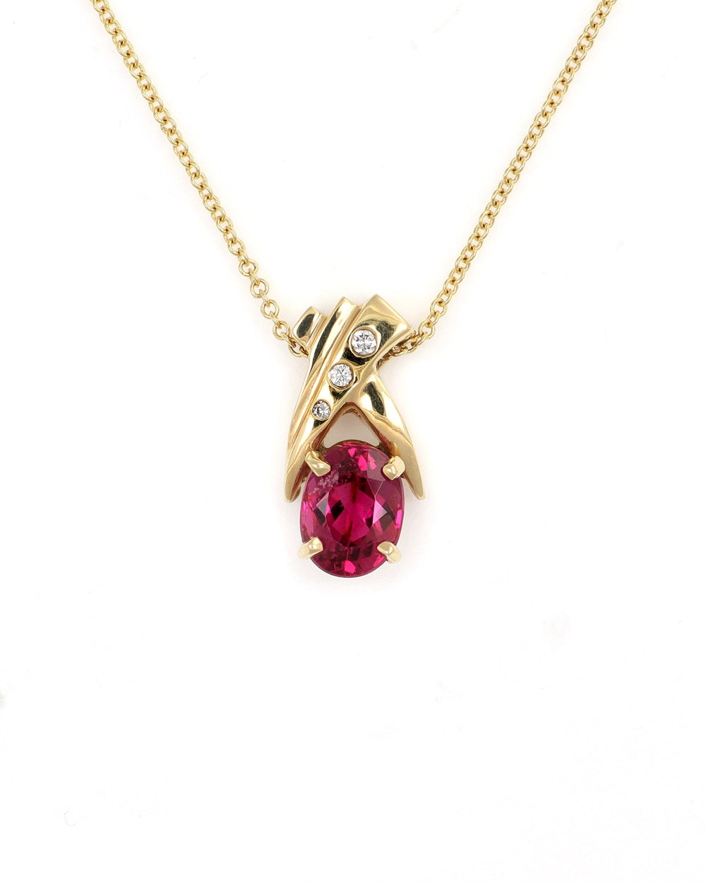 Pink Tourmaline and Diamonds Pendant