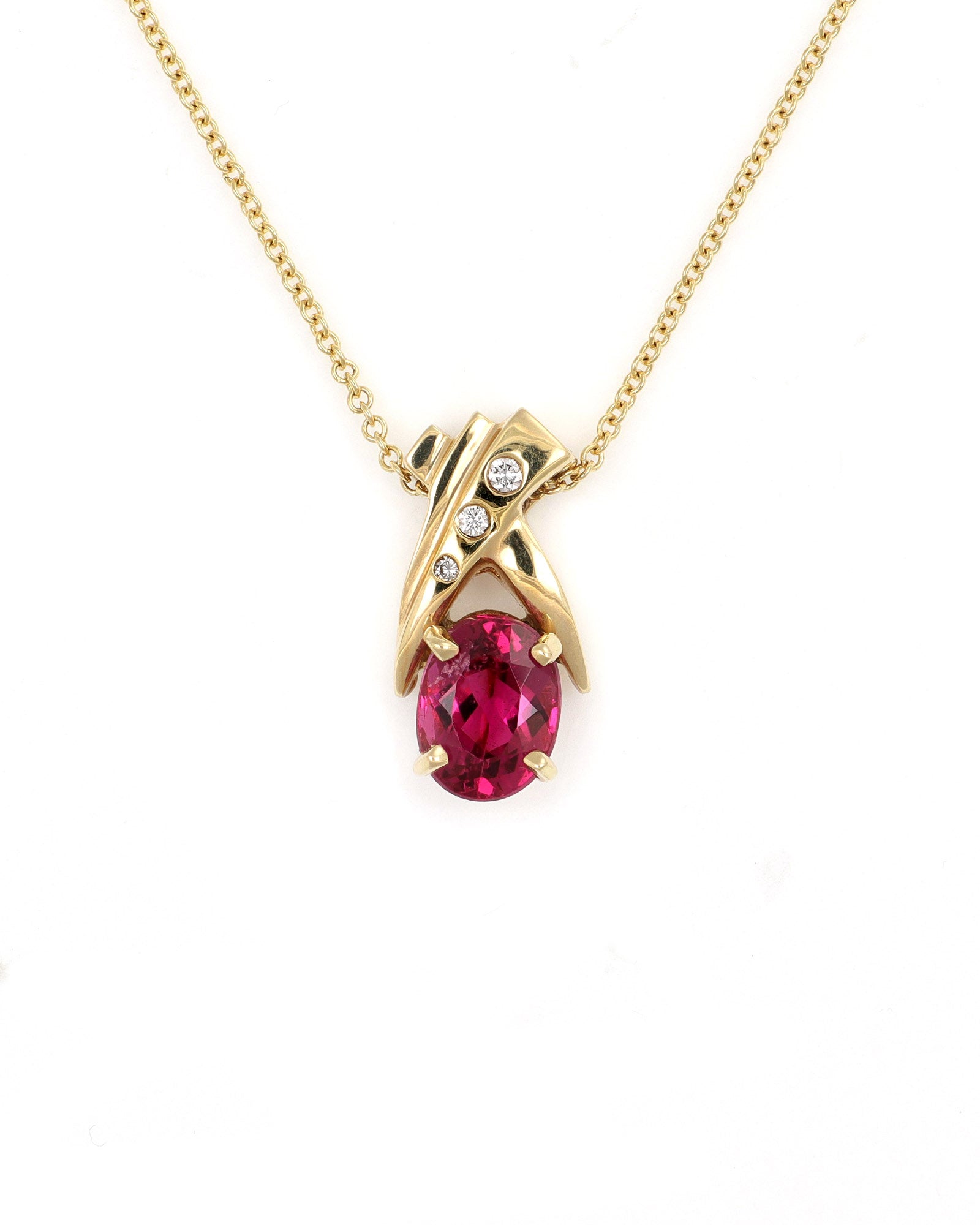 Pink Tourmaline and Diamonds Pendant