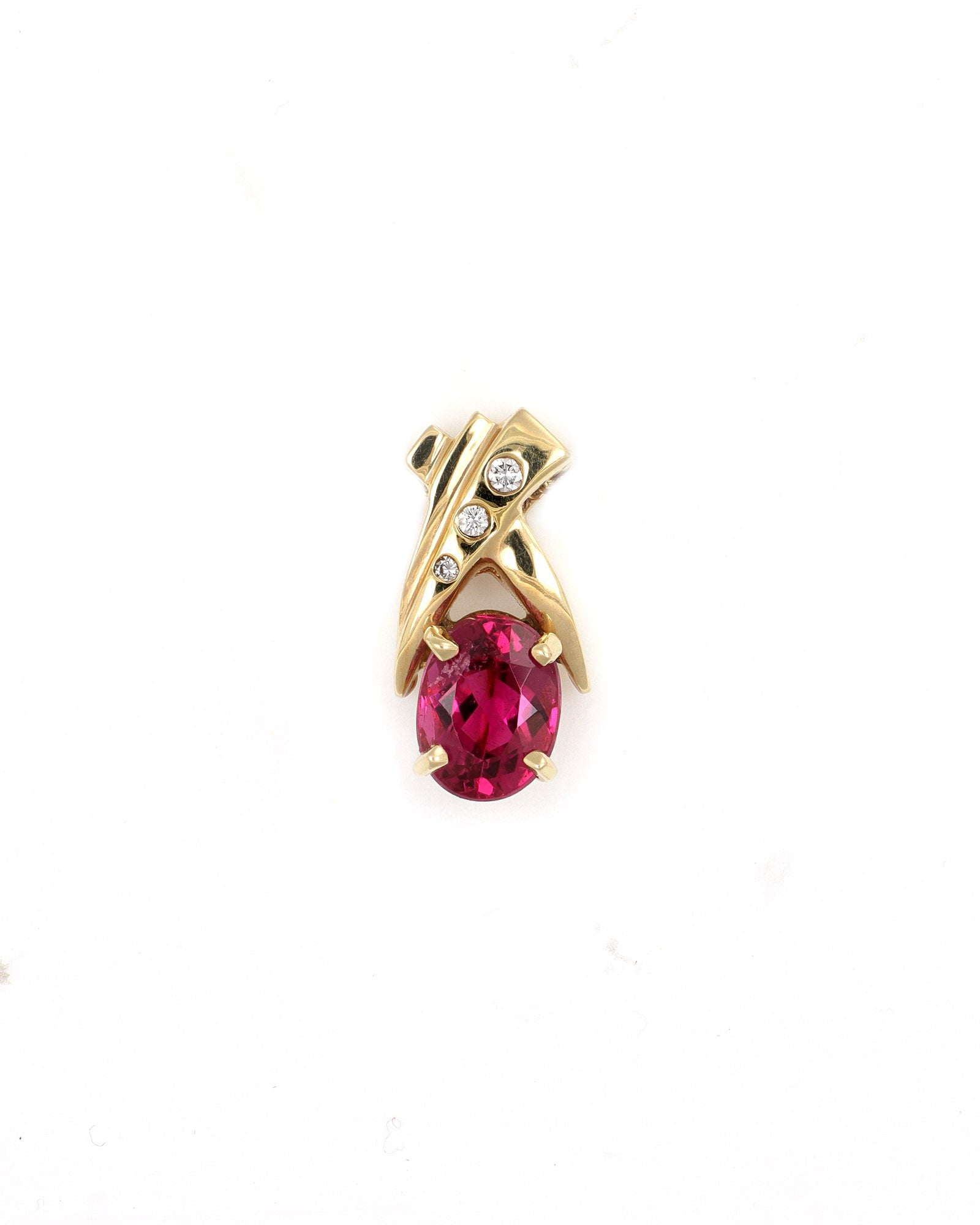 Pink Tourmaline and Diamonds Pendant