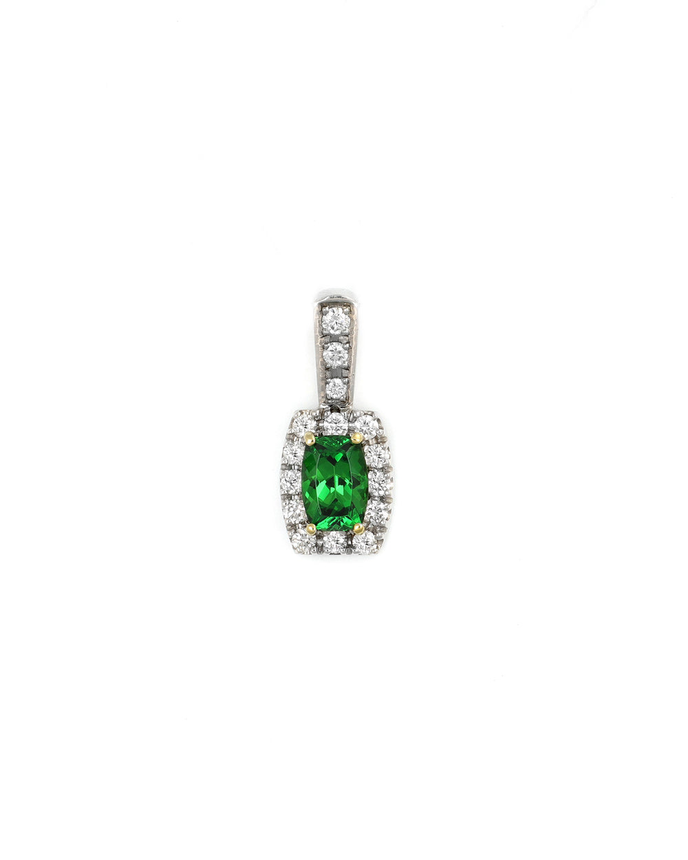 Tsavorite Garnet Diamond Halo Pendant