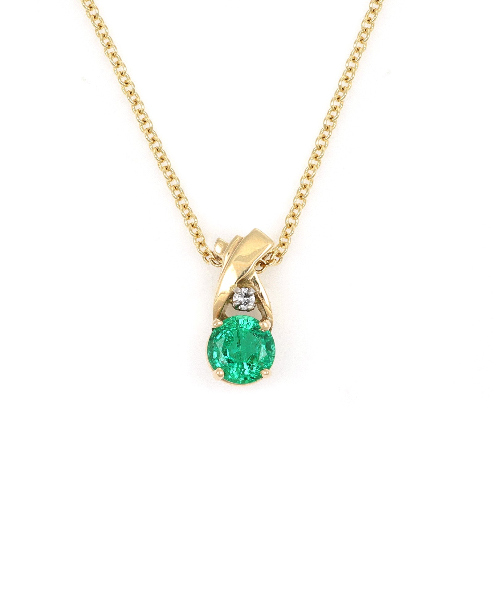 Emerald Pendant with Diamond Accents
