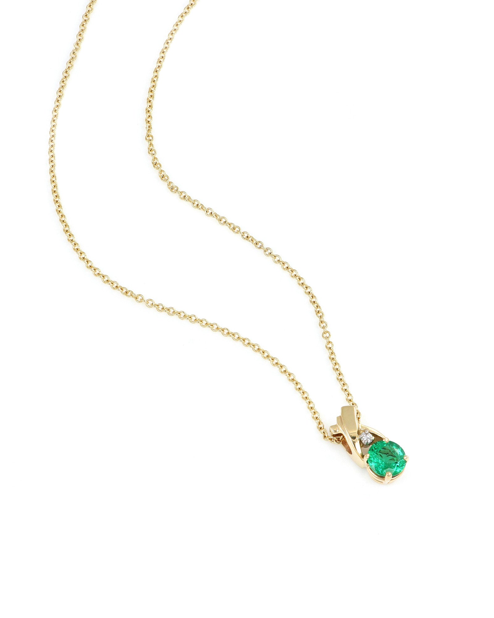 Emerald Pendant with Diamond Accents