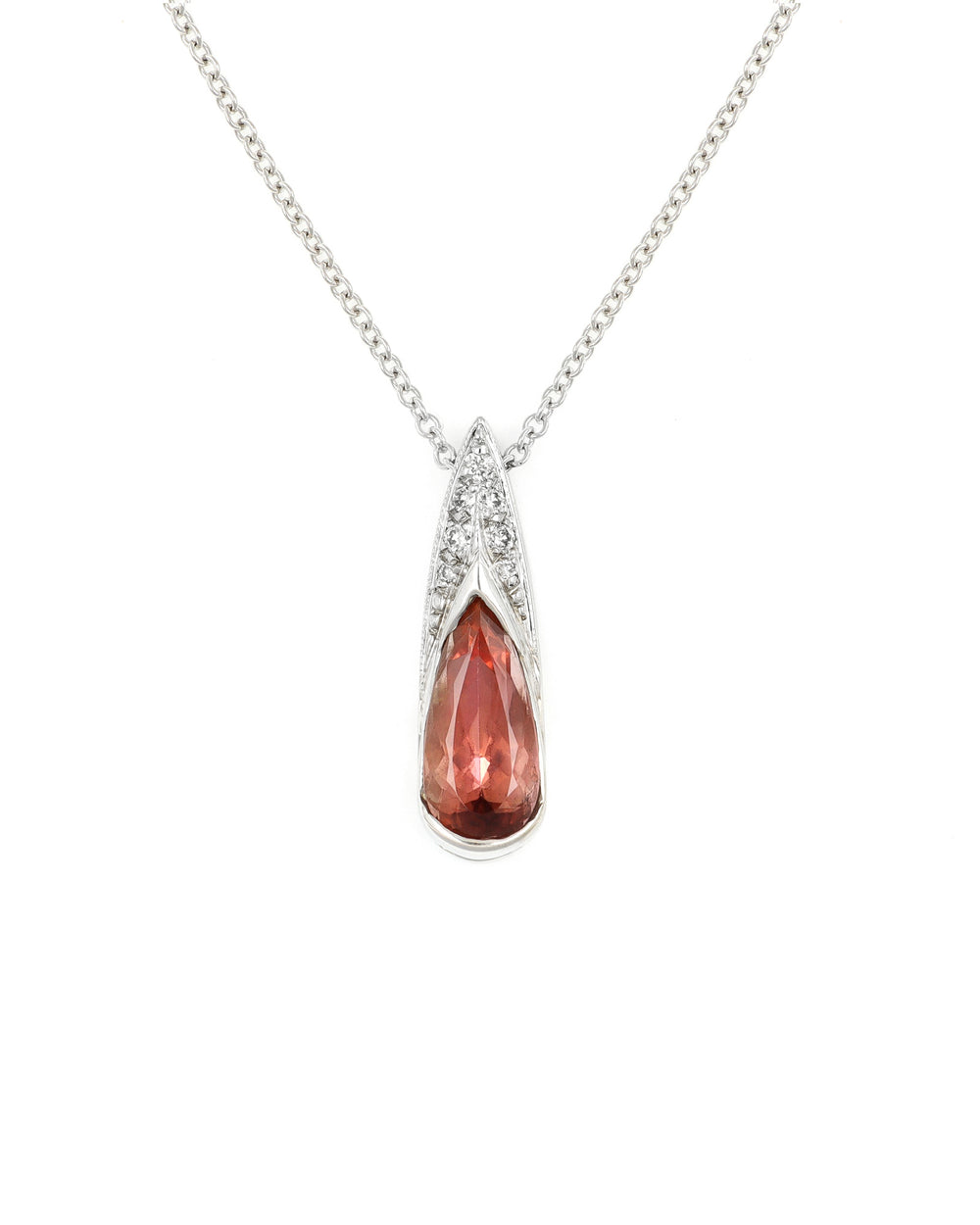 Peach Topaz Pendant with Diamond Accents