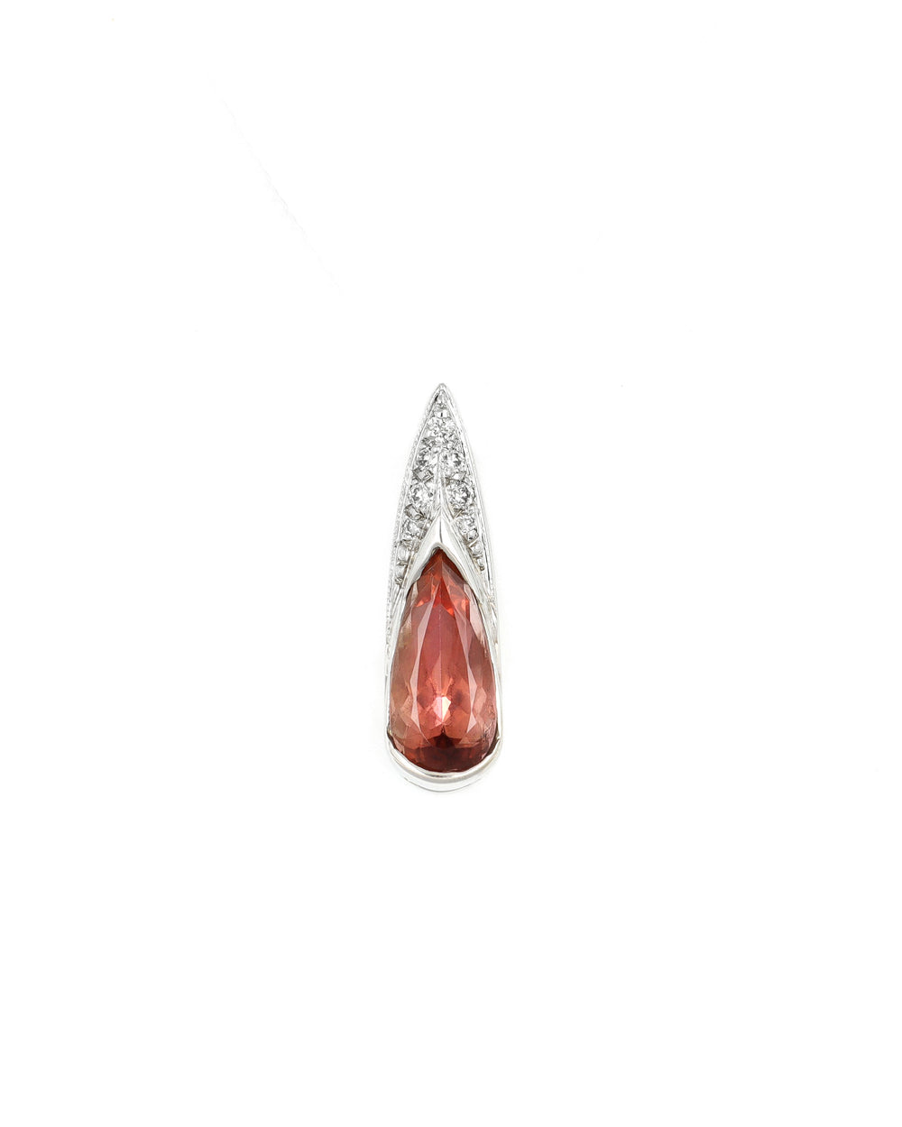 Peach Topaz Pendant with Diamond Accents