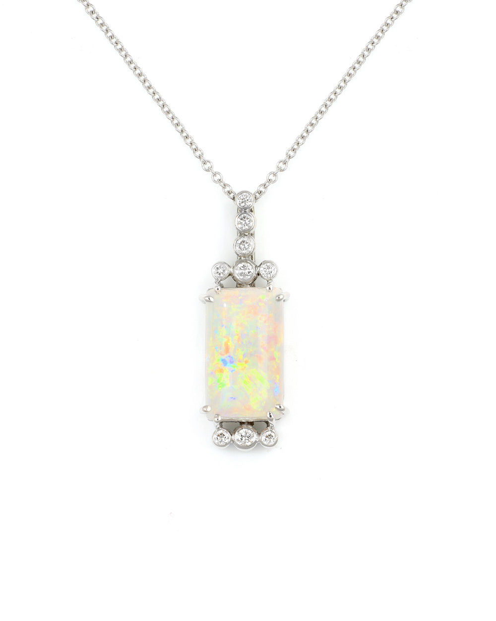 Rectangular Opal Diamond Accents