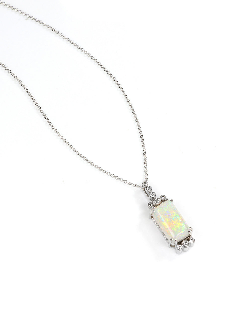 Rectangular Opal Diamond Accents