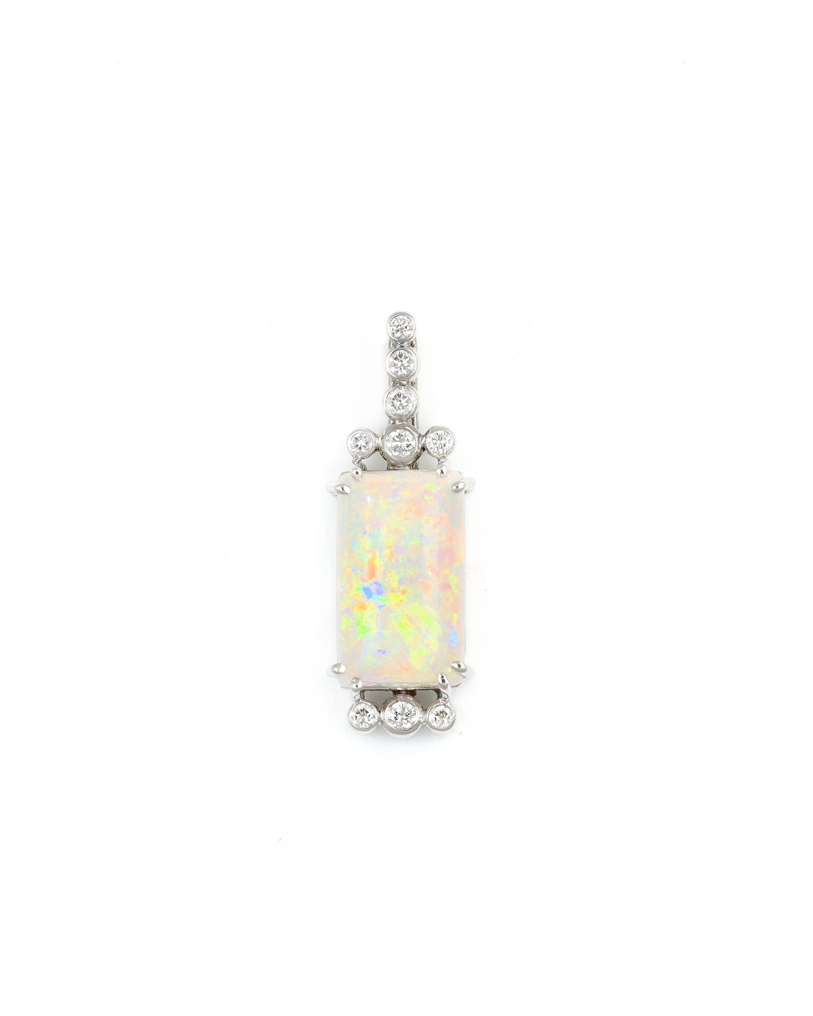 Rectangular Opal Diamond Accents