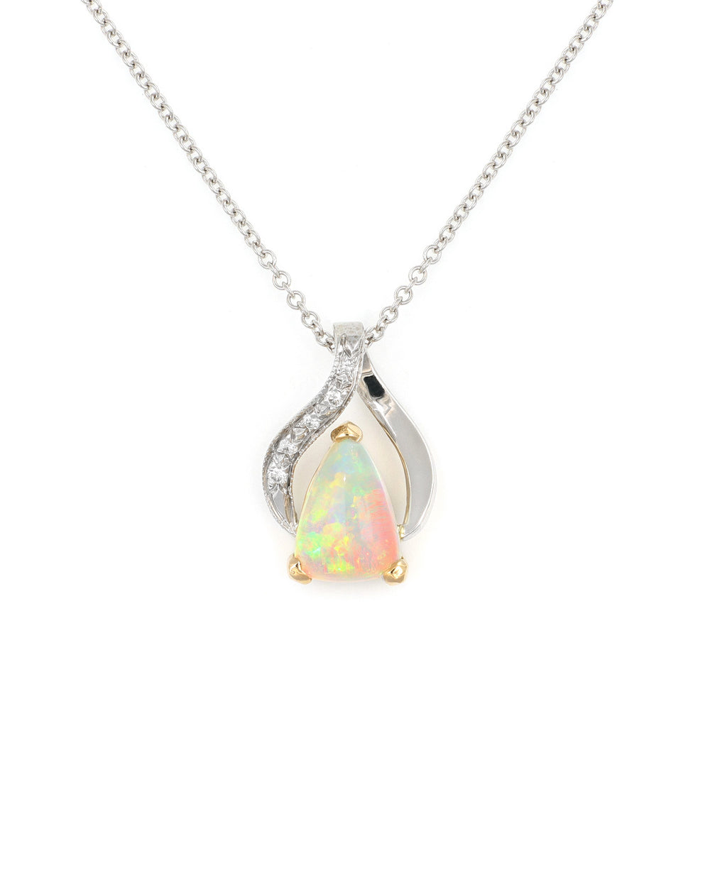 Freeform Opal Pendant with Diamond Accents