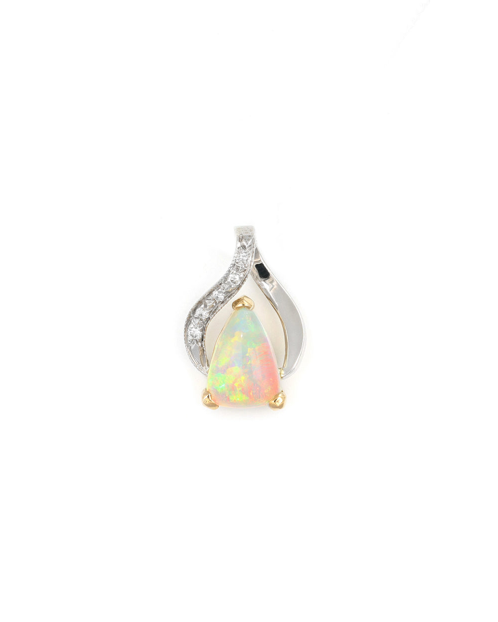 Freeform Opal Pendant with Diamond Accents