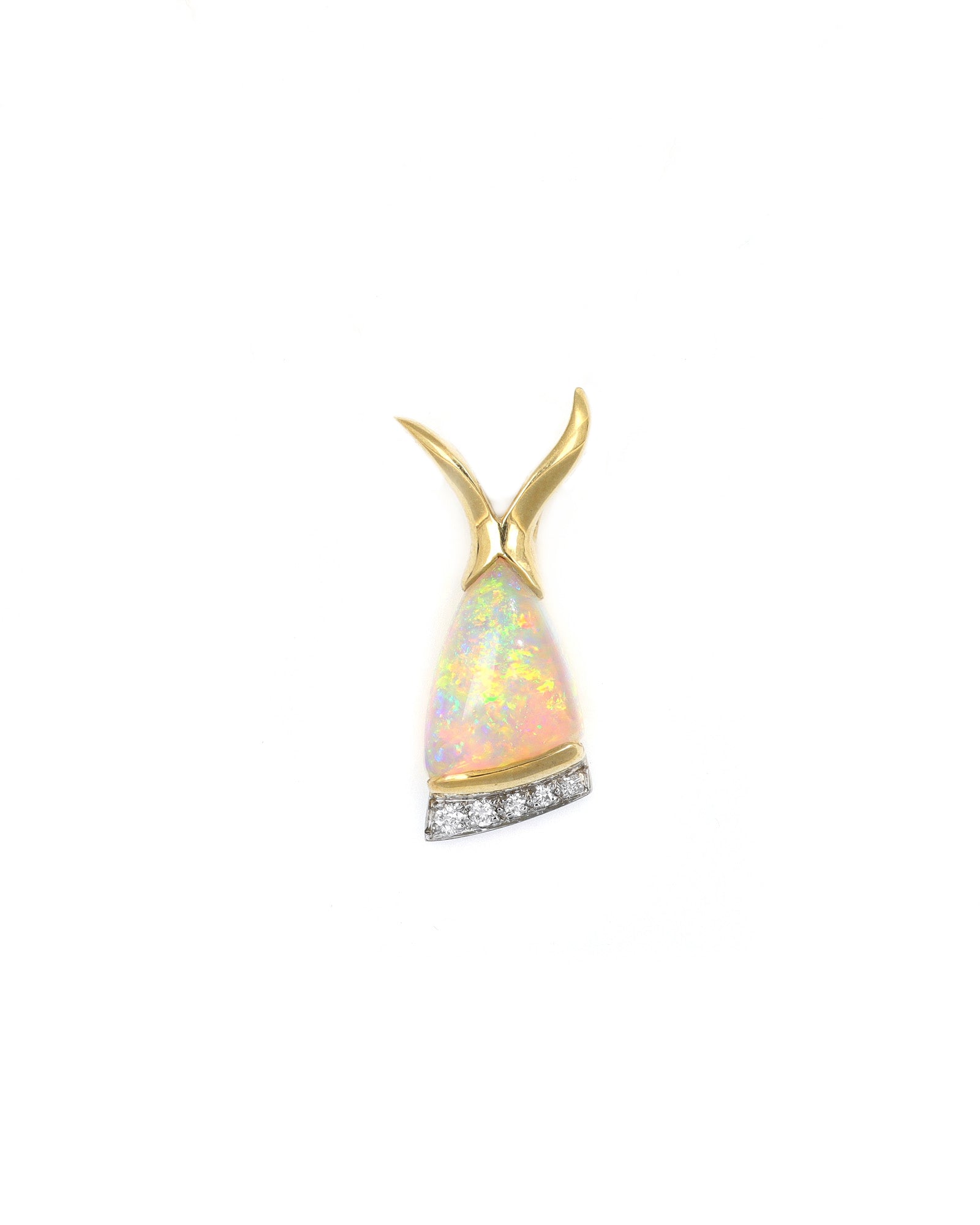 Triangular Opal Pendant with Diamond Accents