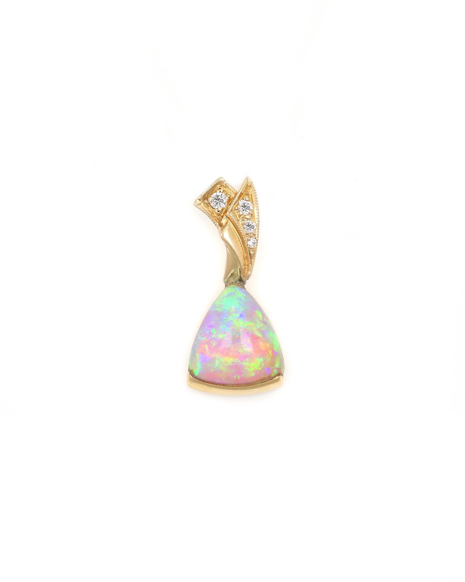 Triangular Opal Pendant with Diamond Accents