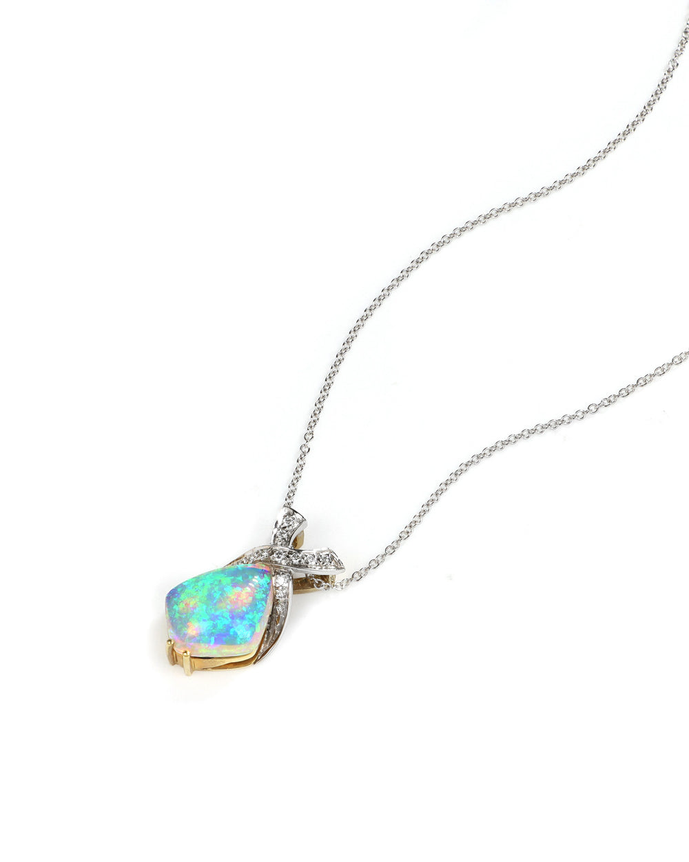 Freeform Opal Pendant with Diamond Accents