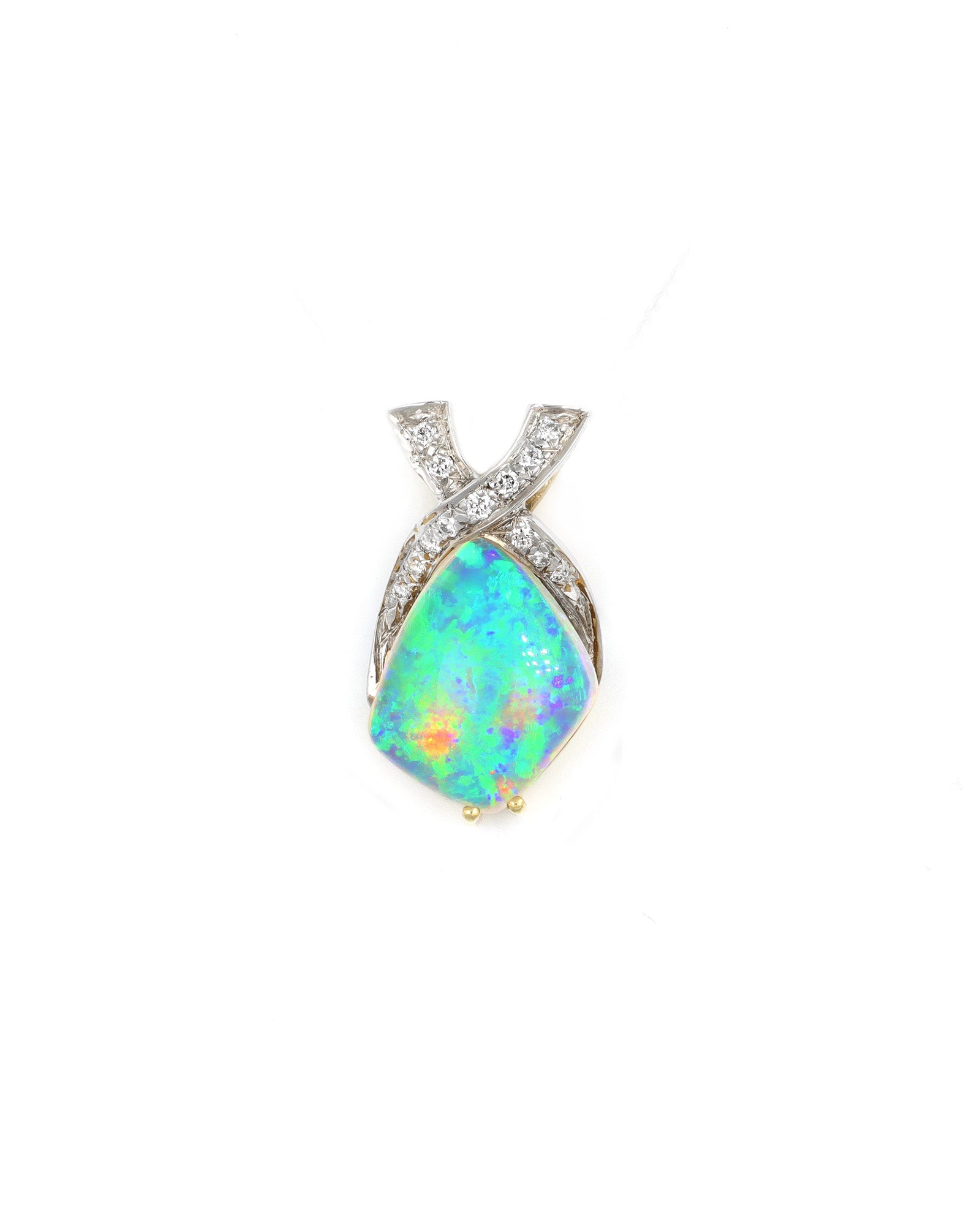 Freeform Opal Pendant with Diamond Accents