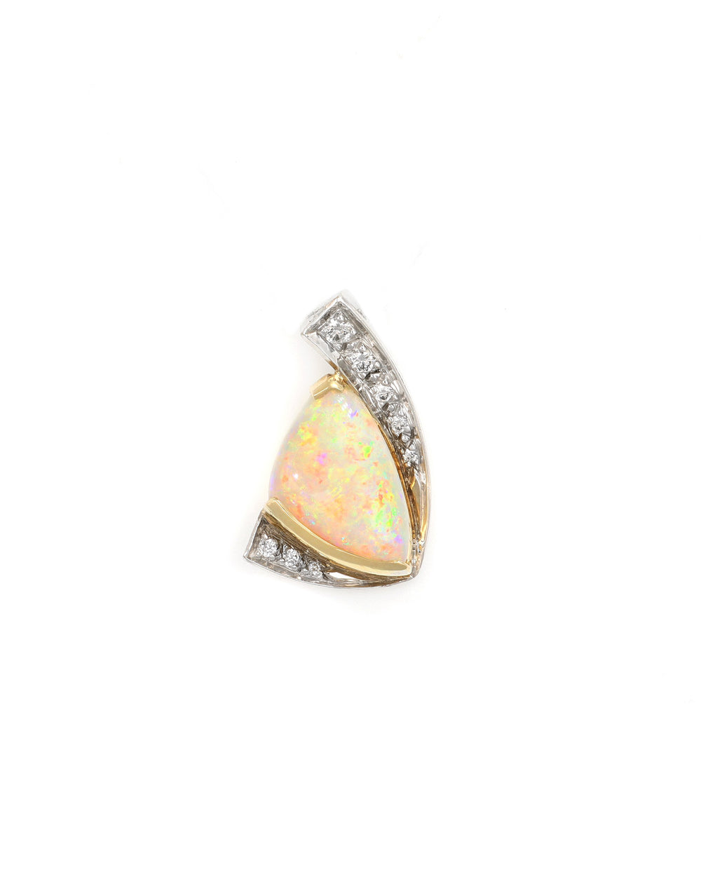 Triangular Opal Pendant with Diamond Accents