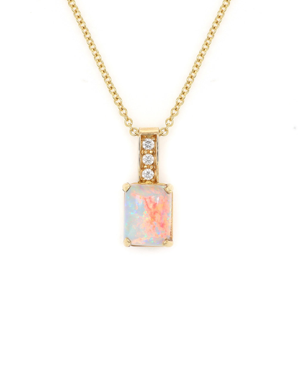 Rectangular Opal Pendant with Diamond Accents