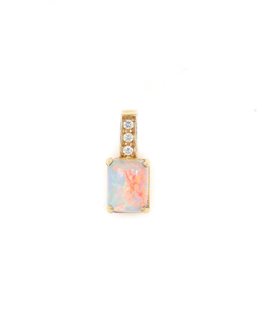 Rectangular Opal Pendant with Diamond Accents