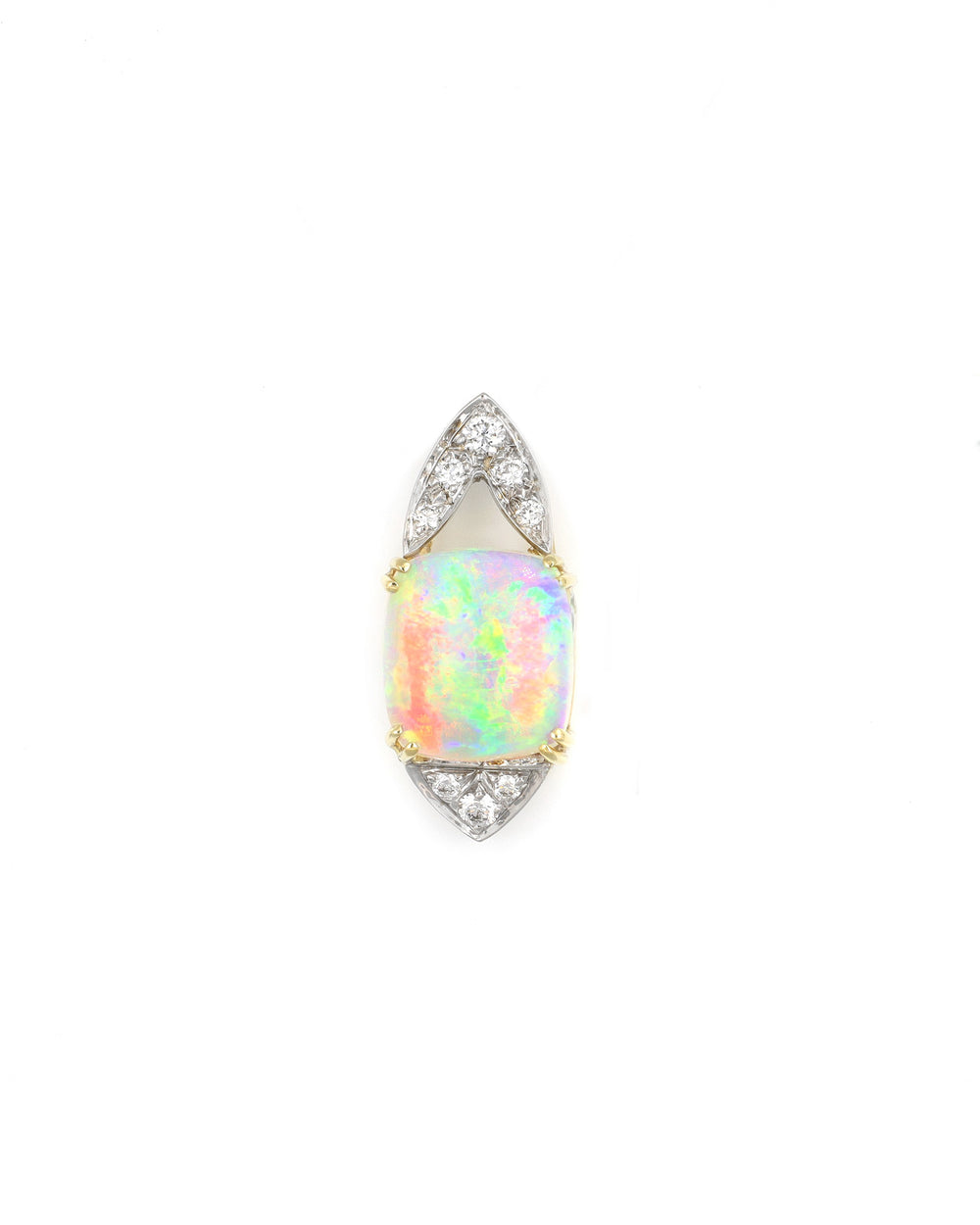 Art Deco Opal Pendant with Diamond Accents