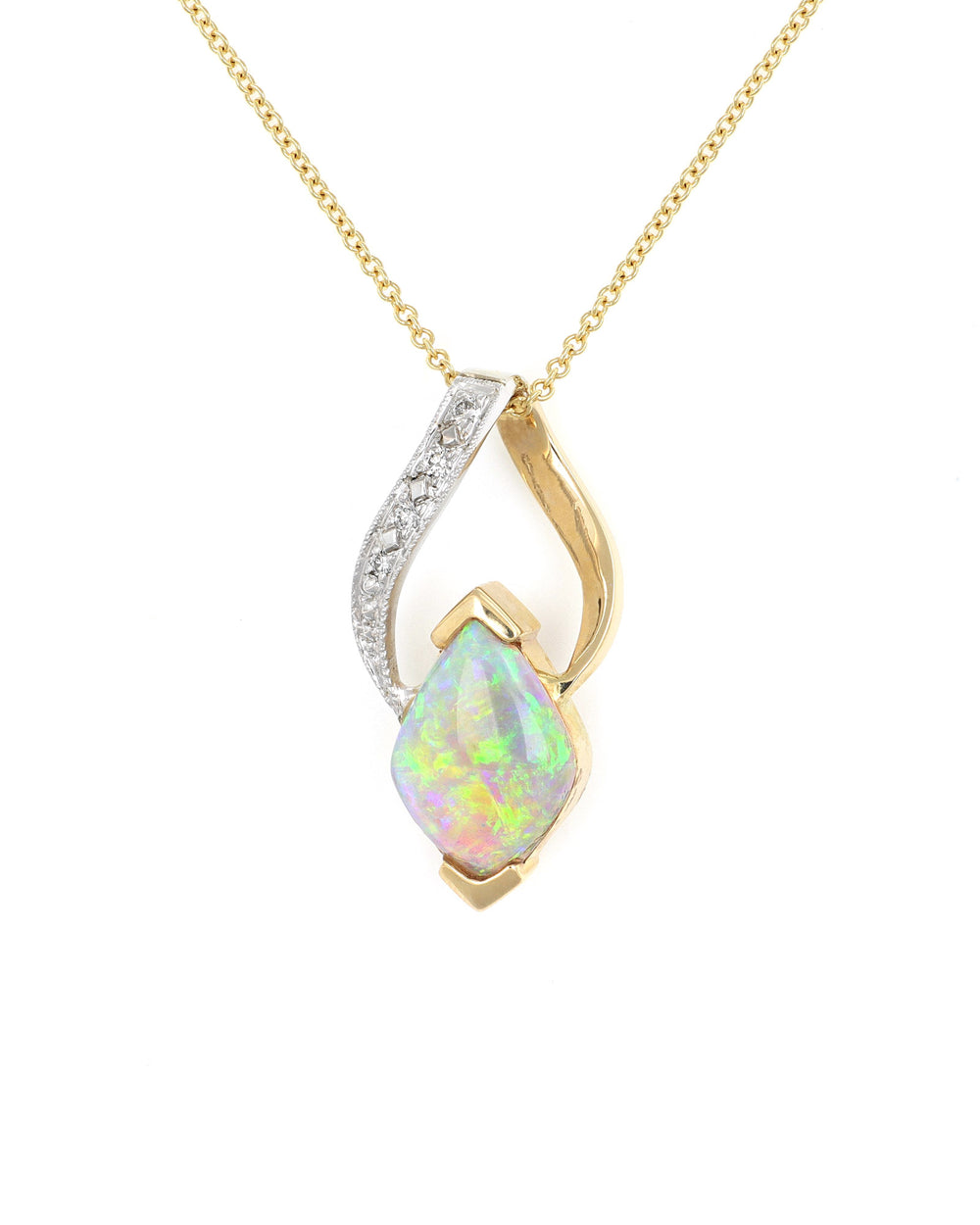 Freeform Opal Pendant with Diamond Accents