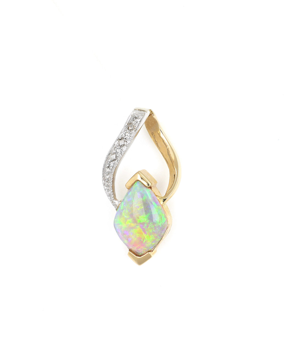 Freeform Opal Pendant with Diamond Accents