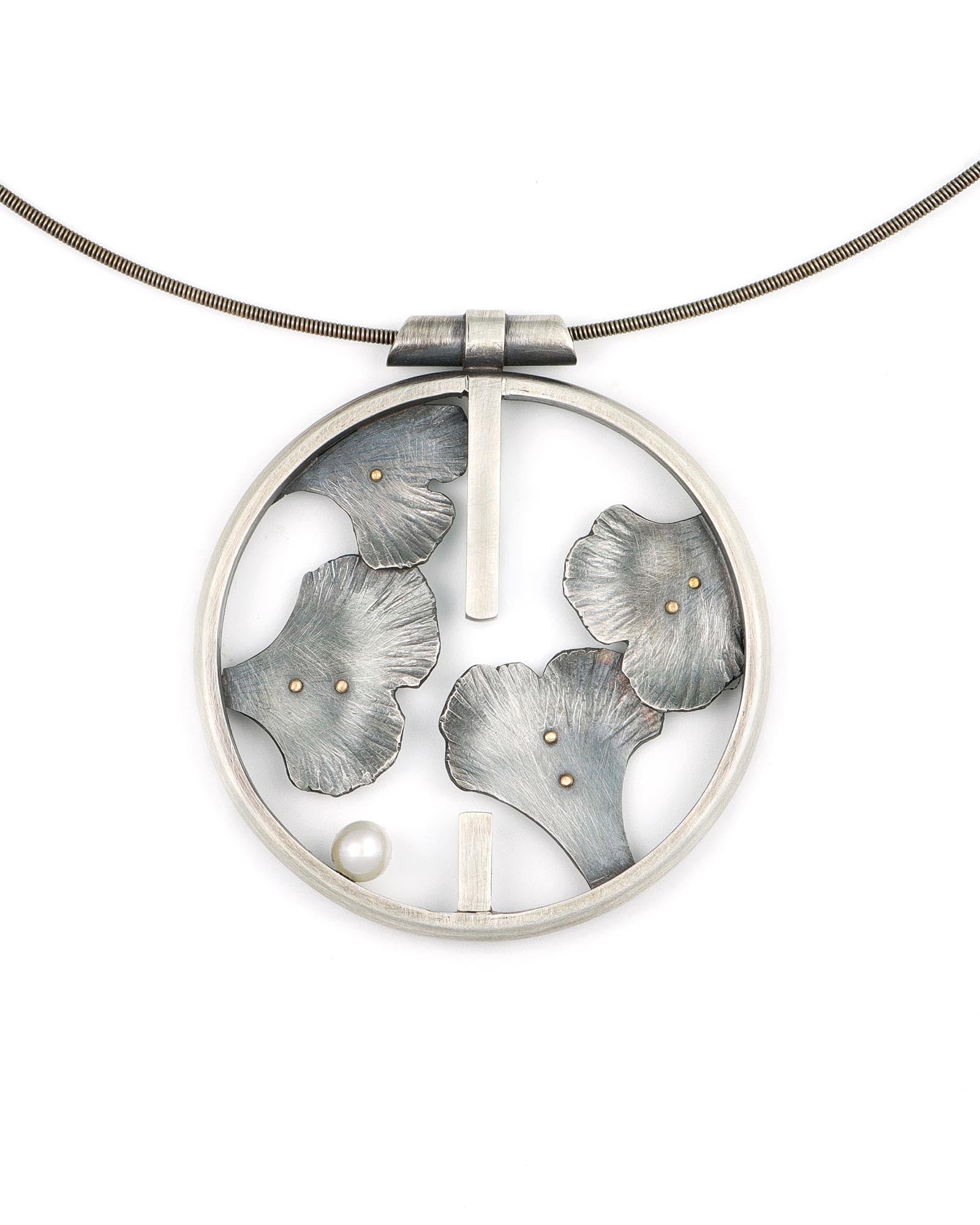 Round Framed Ginko Necklace