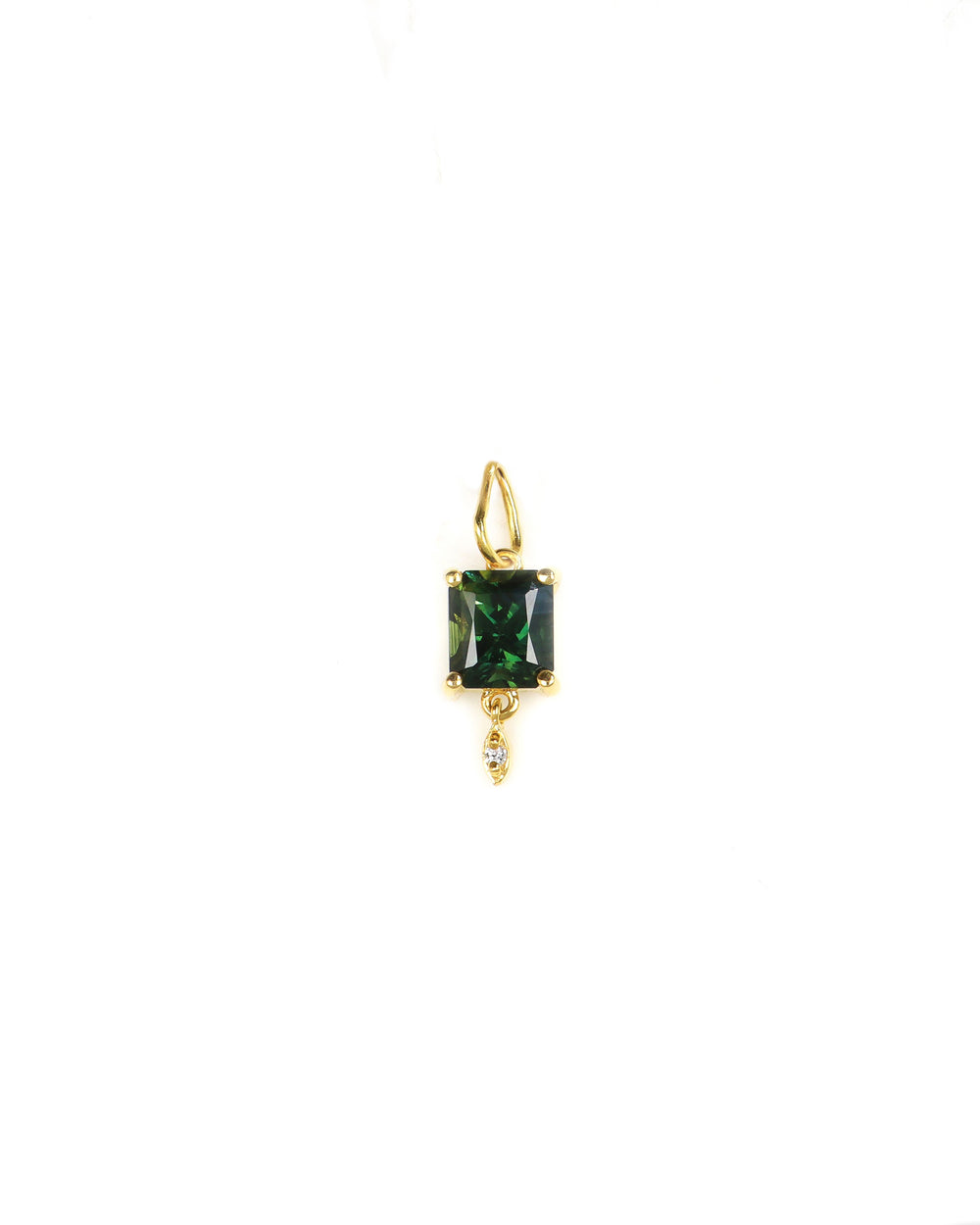 Green Sapphire & Diamond Accent Pendant