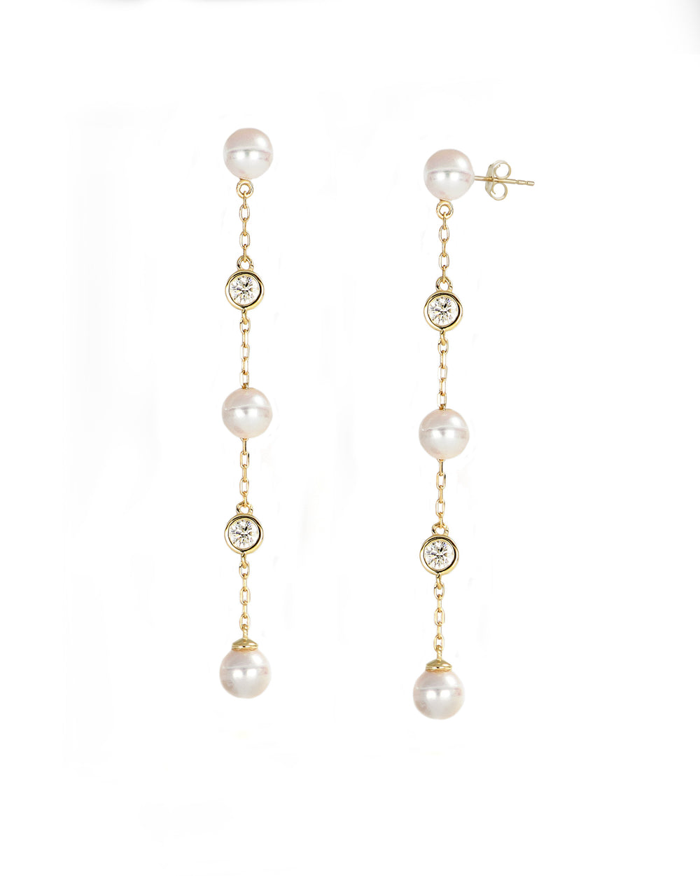 Akoya Pearl and Diamond Earrings
