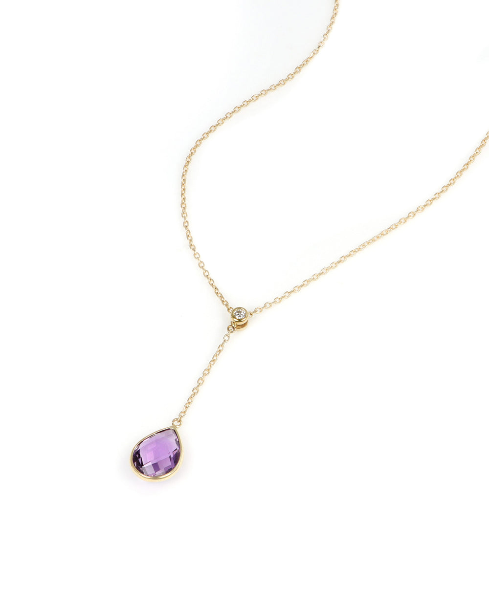 Faceted Amethyst Pear "Y" Necklace