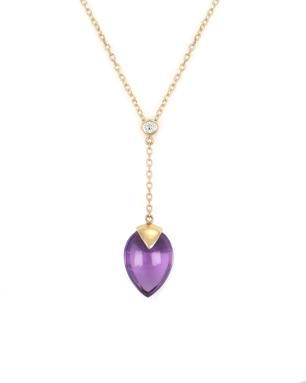 Smooth Amethyst Pear "Y" Necklace