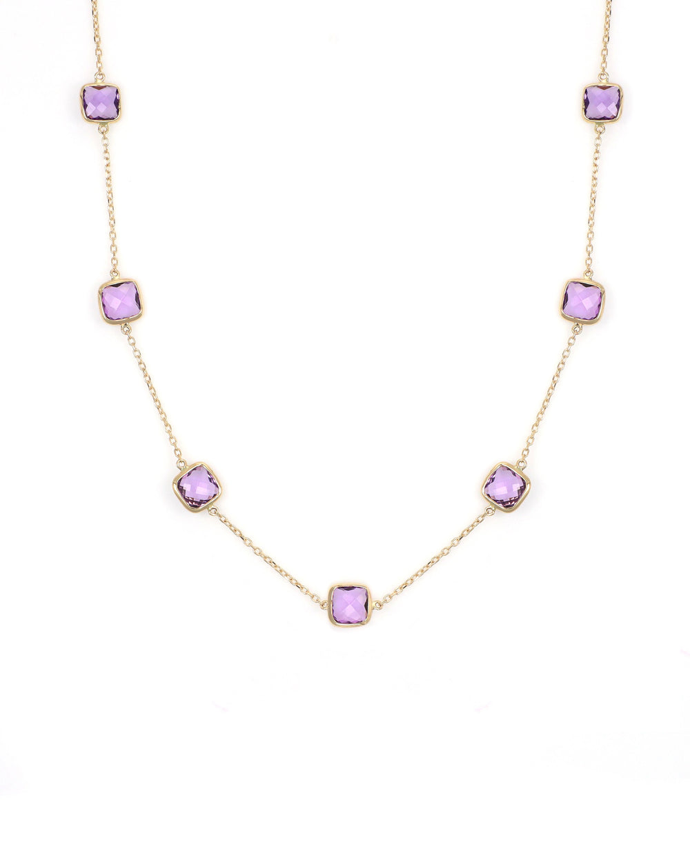 Amethyst Cushion Station Necklace