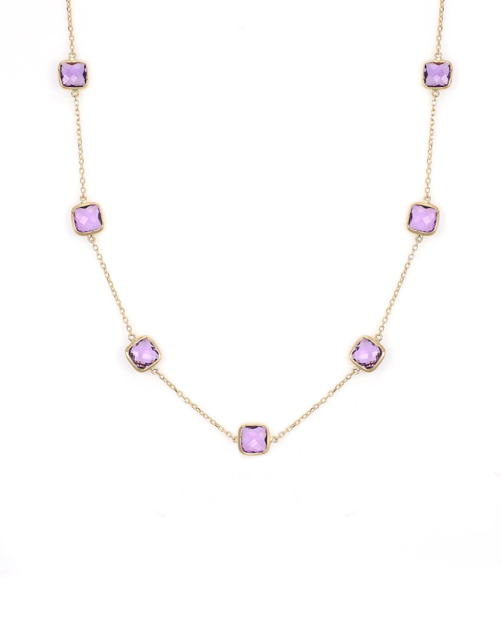 Amethyst Cushion Station Necklace
