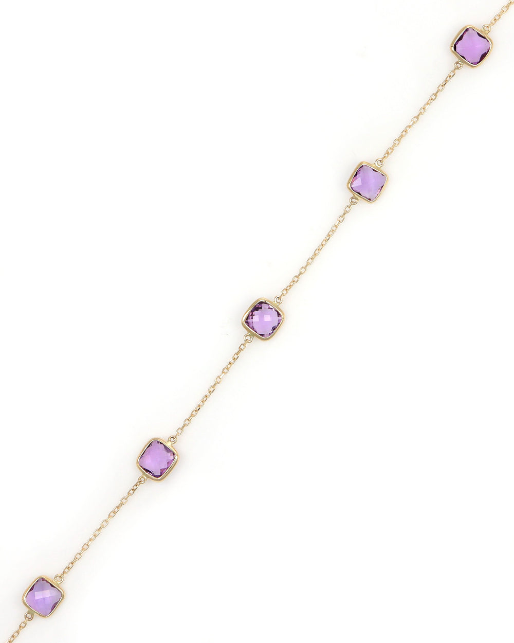 Amethyst Cushion Station Necklace