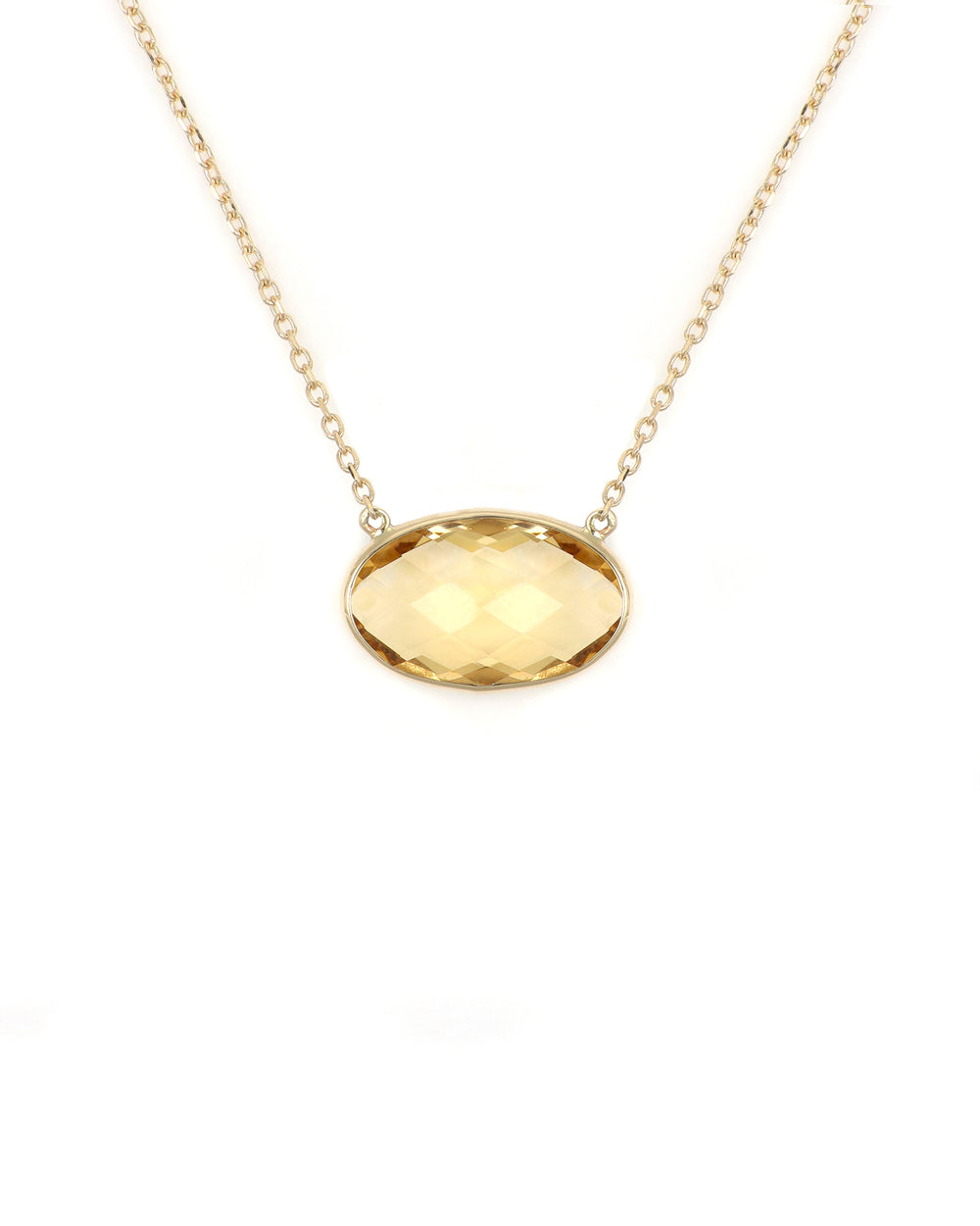 Faceted Oval Citrine Necklace