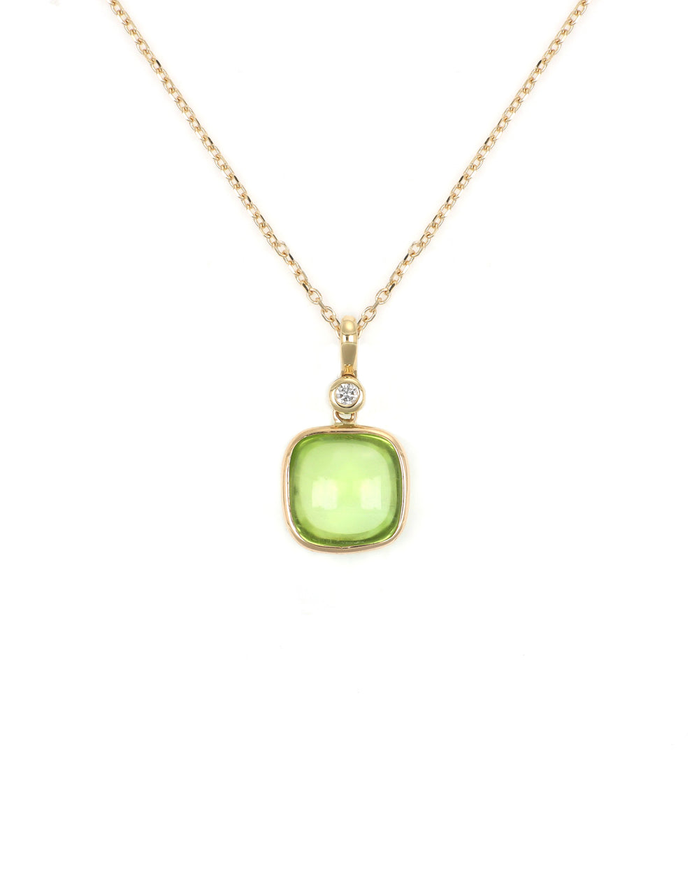 Smooth Peridot Cushion Necklace