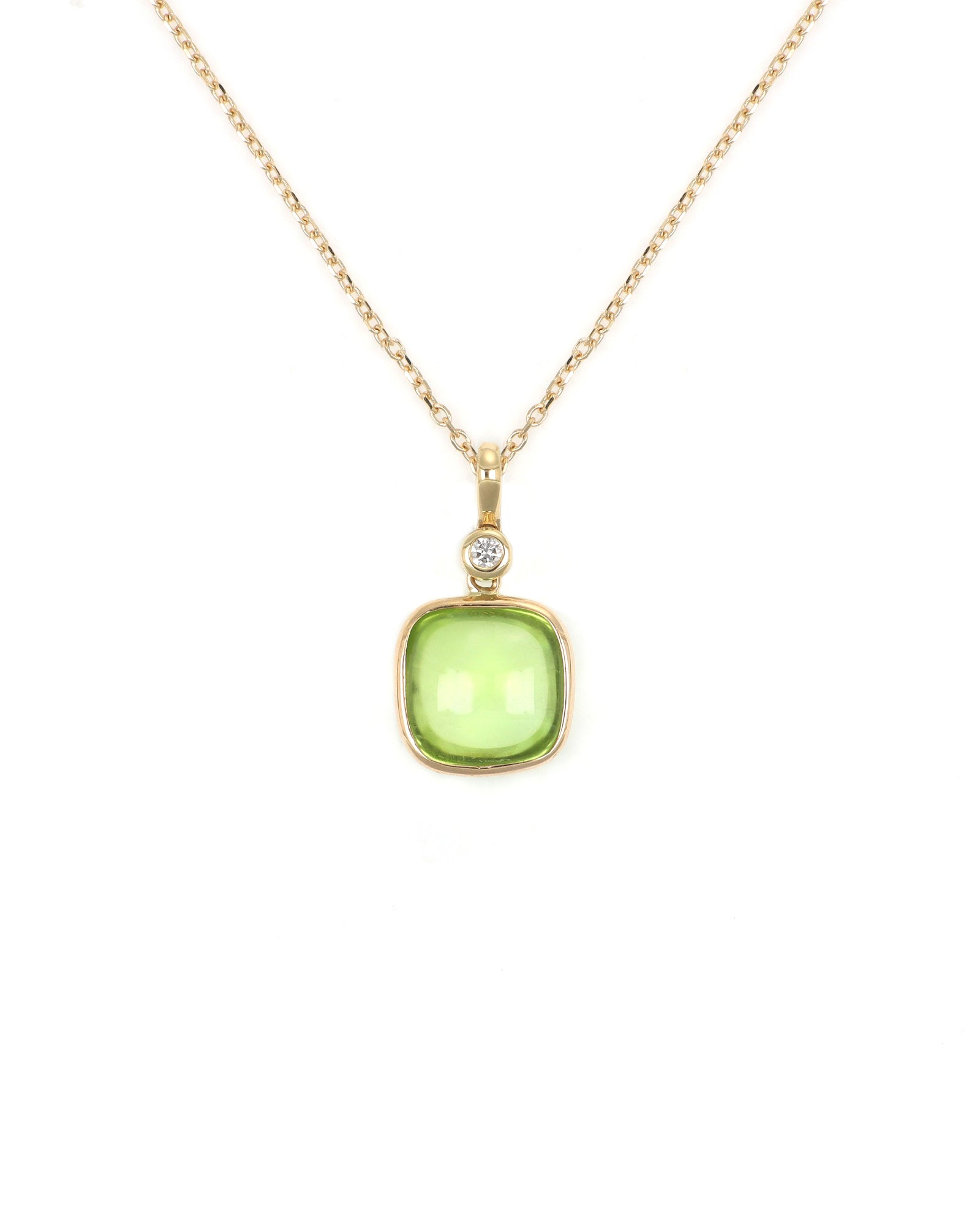Smooth Peridot Cushion Necklace