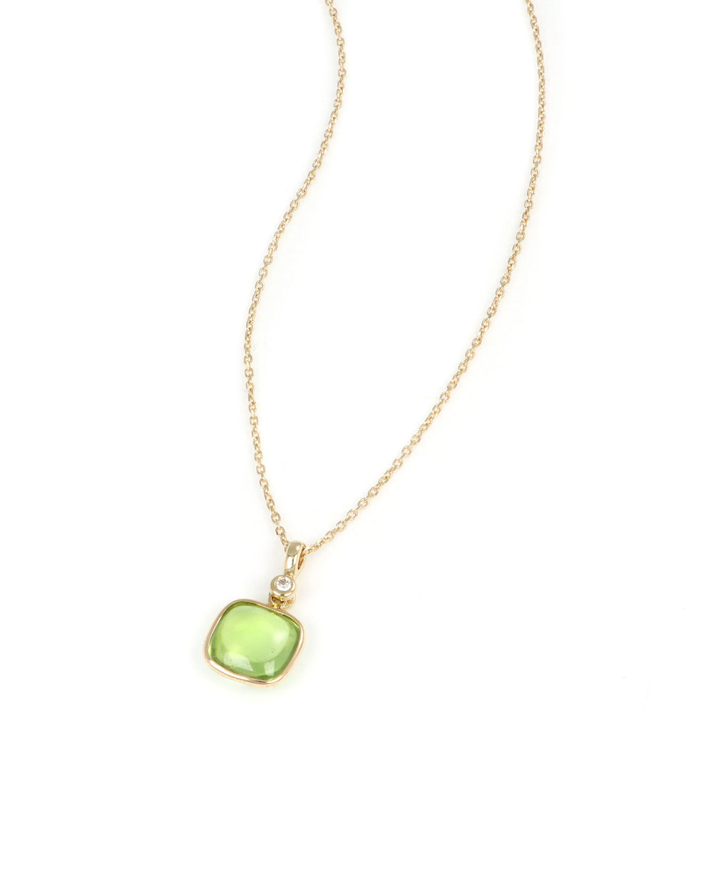 Smooth Peridot Cushion Necklace