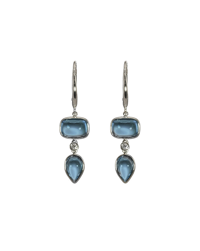 Cushion and Pear Blue Topaz Earrings