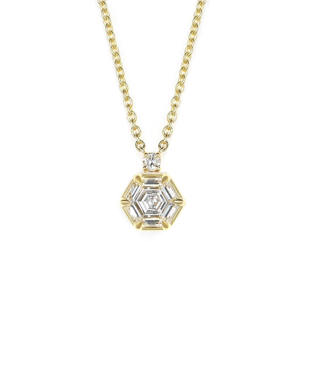 Hexagon Lab Diamond Pendant with Accent