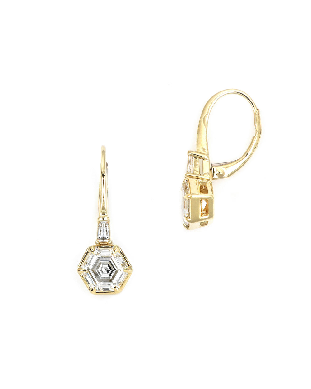 Hexagon Lab Diamond Dangle Earrings