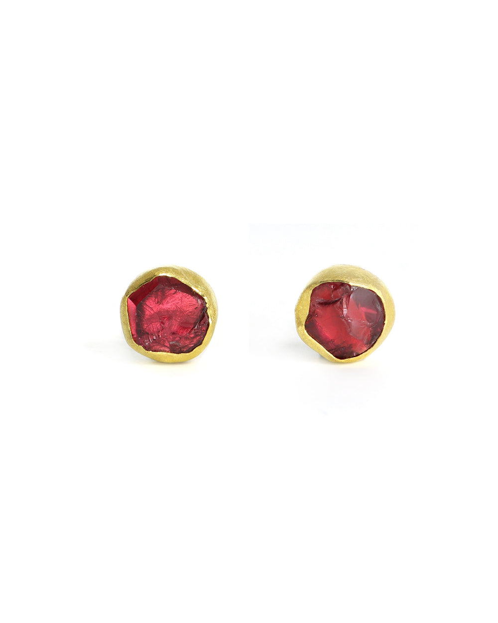 Irregular Round Garnet Studs