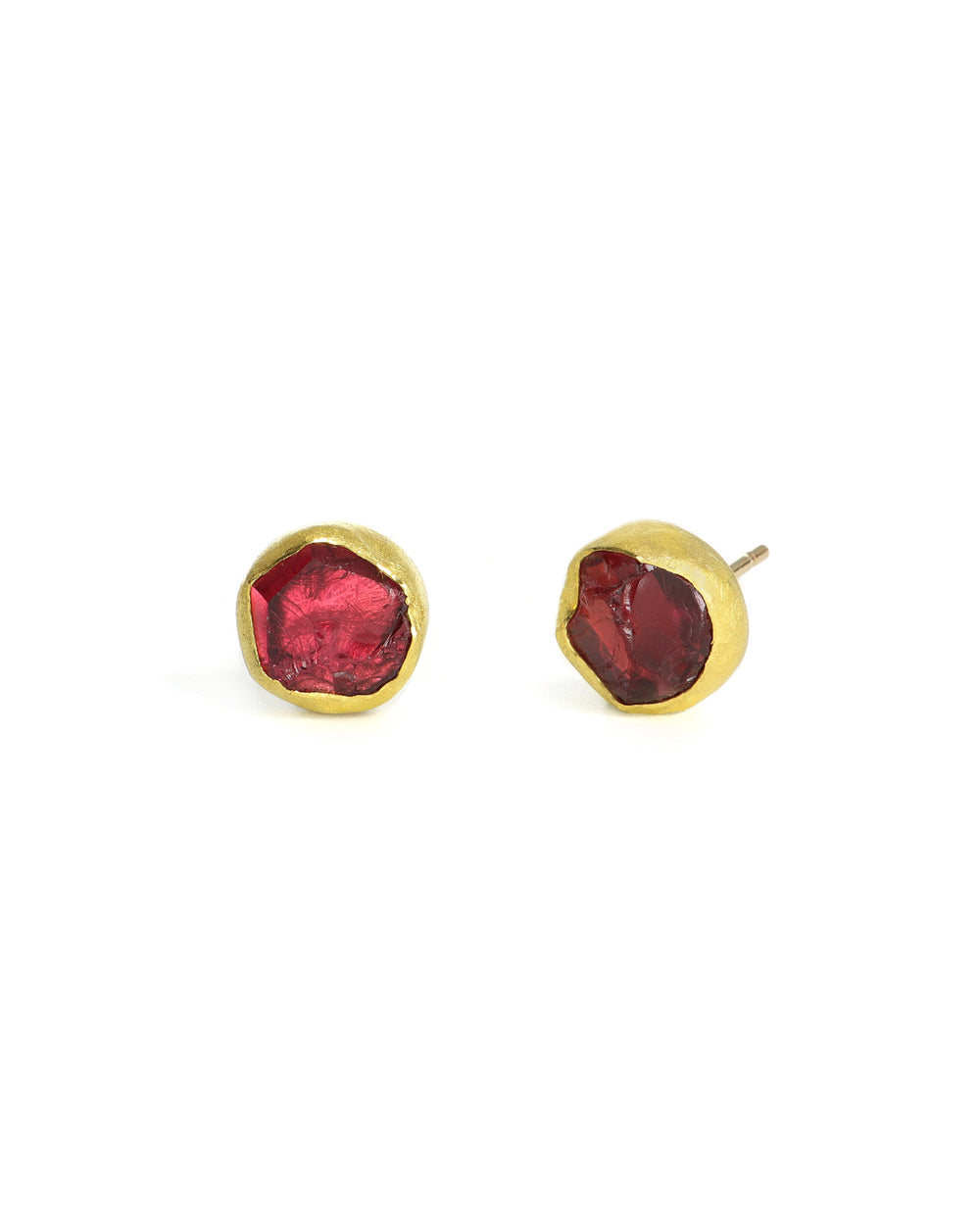 Irregular Round Garnet Studs
