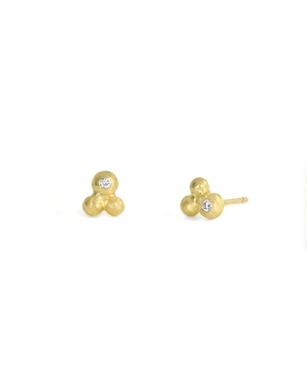 Gold Bubble and Diamond Cluster Stud Earrings