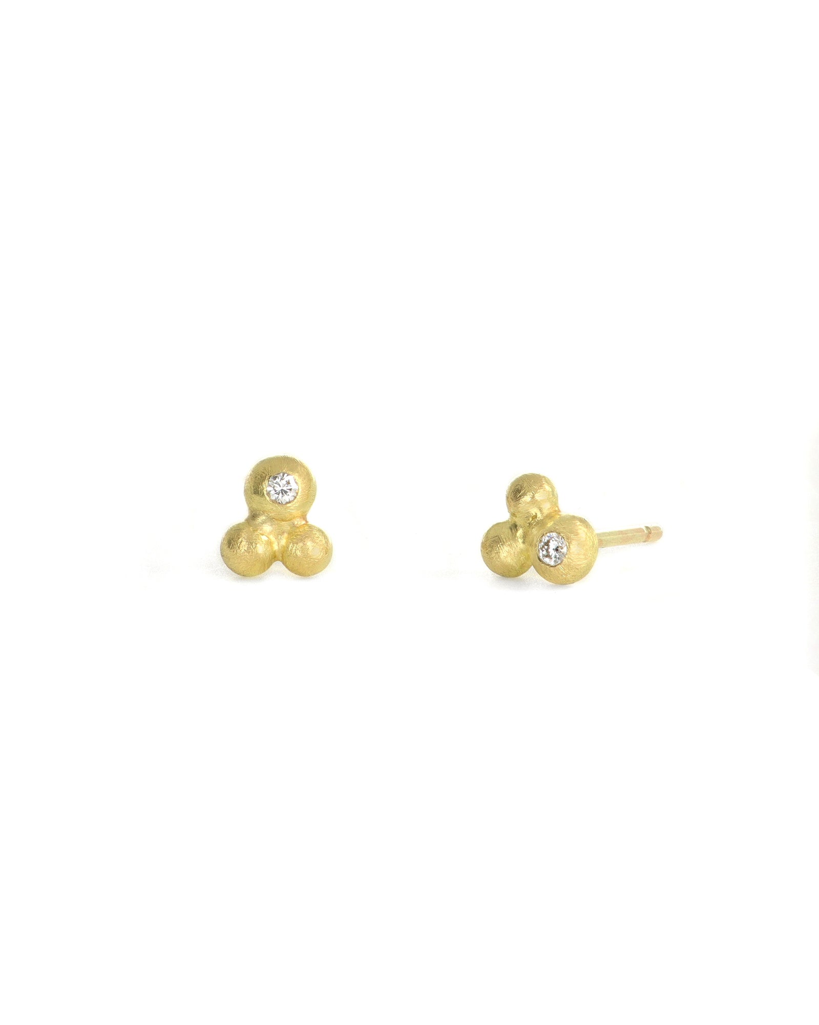 Gold Bubble and Diamond Cluster Stud Earrings