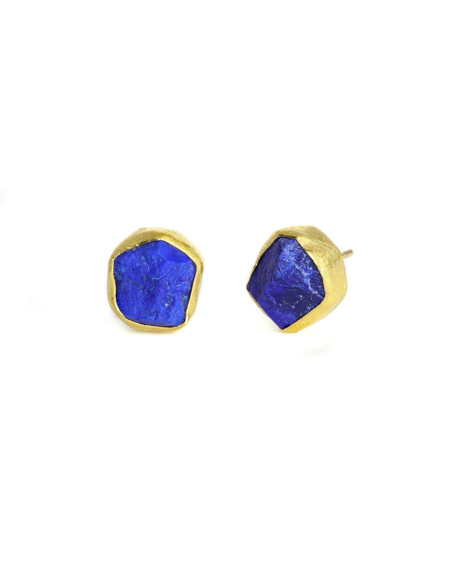 Raw-Cut Lapis Studs