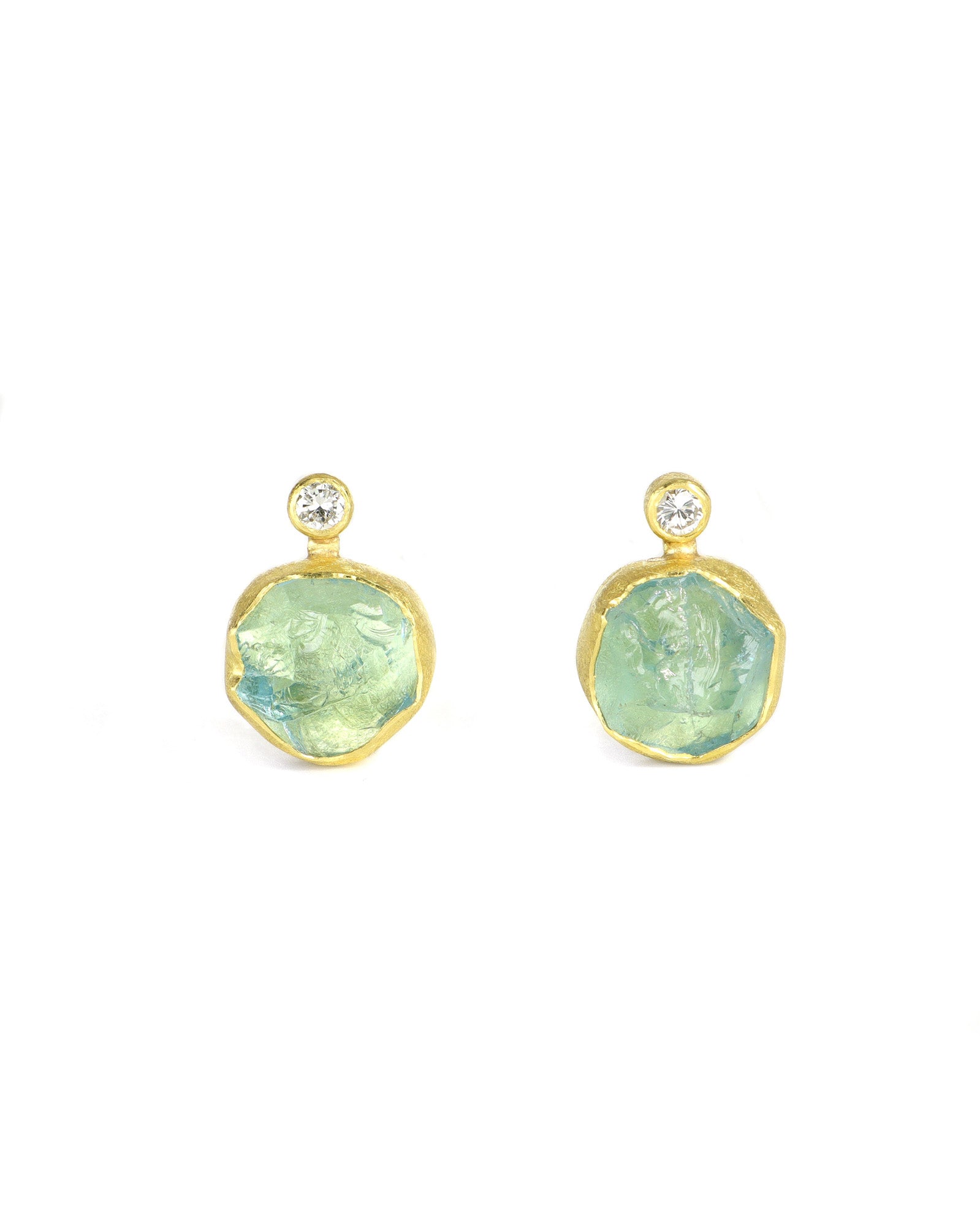 Aquamarine and Diamond Studs
