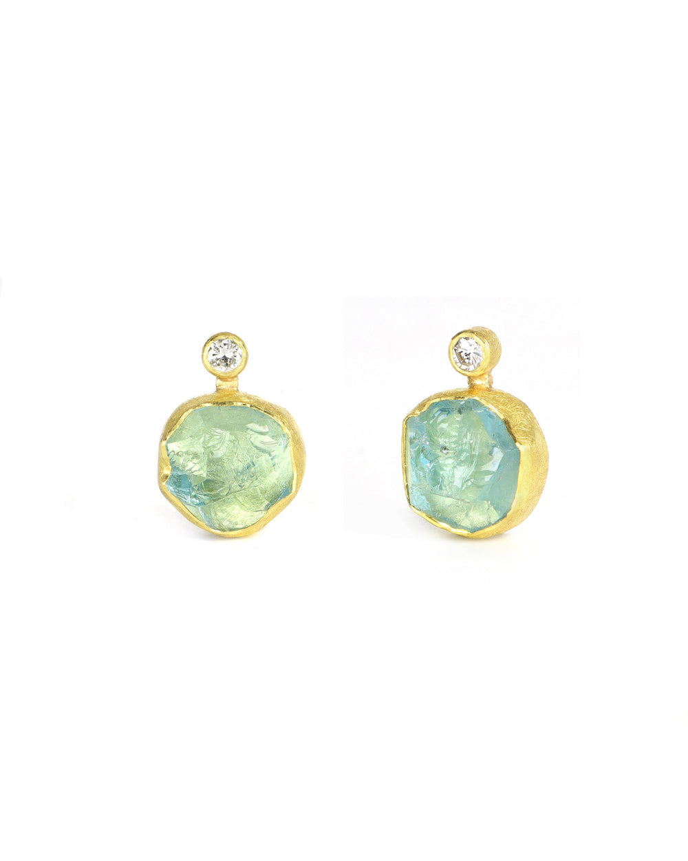 Aquamarine and Diamond Studs