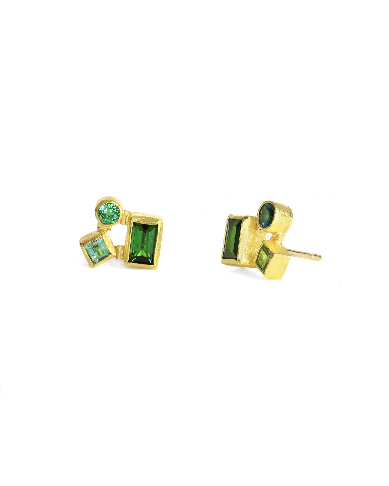 Green Tourmaline Cluster Studs